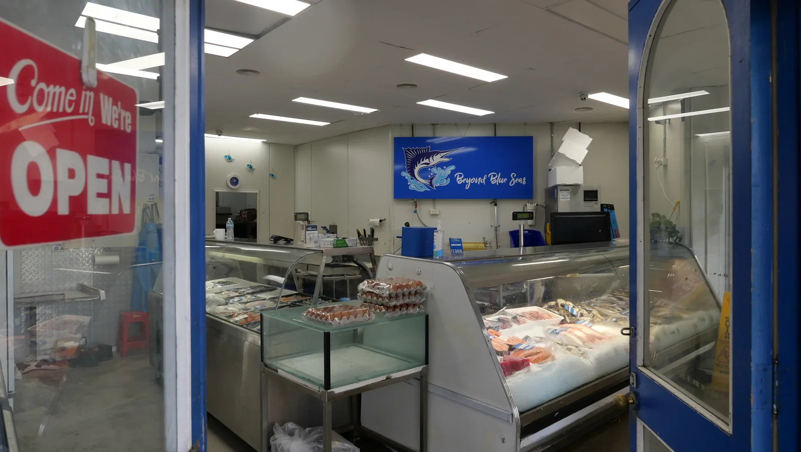 A view inside the seafood market